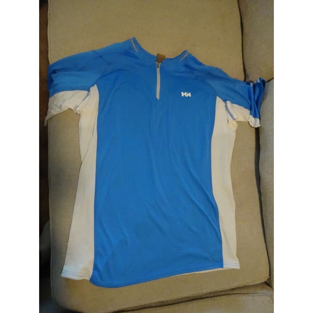Helly Hansen Polyester 1/4 zip biking shirt Lifa Stay Dry Technology Mens L Blue